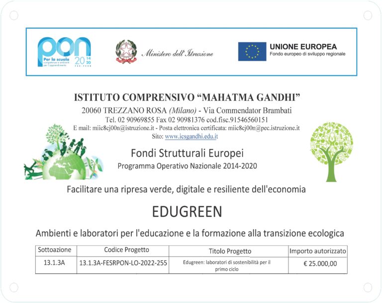 PON 13.1.3A-FESRPON-LO-2022-255 Edugreen: laboratori di sostenibilità per il primo ciclo