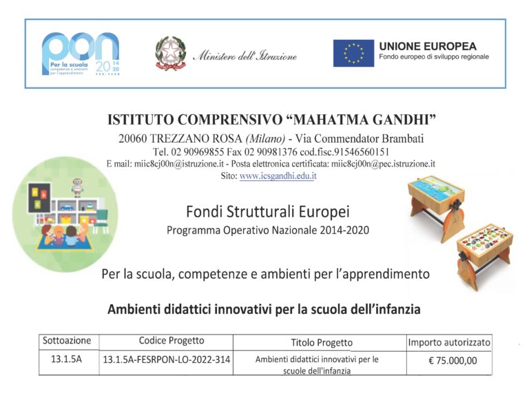 PON 13.1.5A-FESRPON-LO-2022-314 Ambienti didattici innovativi per le scuole dell'infanzia